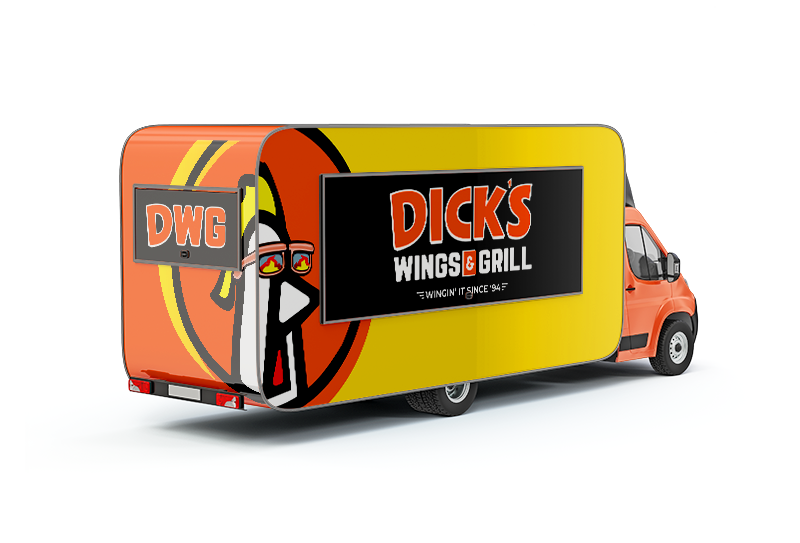 dwg truck dicks wings and grill truck mockup logo rebrand refresh