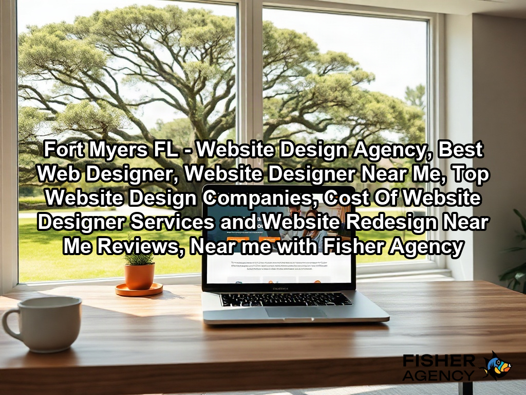 A bright, modern creative studio office with large windows overlooking a lush suburban landscape of American oak trees and manicured green lawns. A high-end laptop on a clean wooden desk displays a sophisticated, fully functional business website, capturing the professional result of a completed digital project.