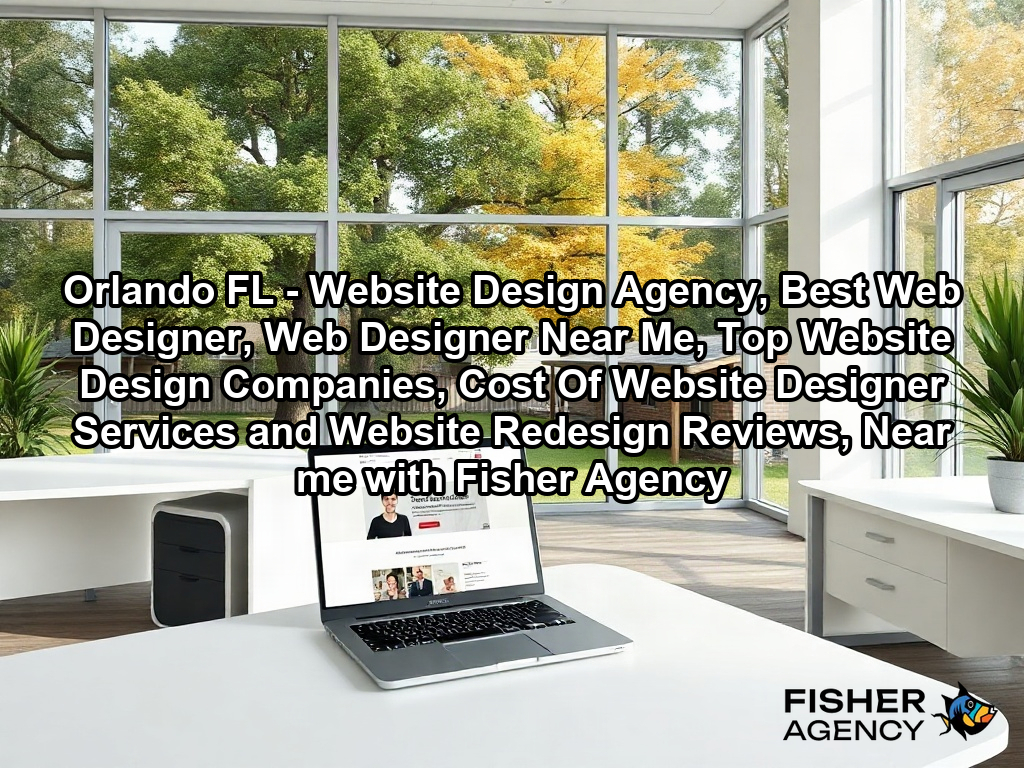 A bright, modern creative studio with an open-plan layout featuring clean desks and large windows overlooking a lush, wooded suburban landscape with oak and maple trees. A high-end laptop is positioned on a minimalist workstation, displaying a sophisticated, fully rendered website interface that showcases a professional brand, with soft natural light filling the workspace.