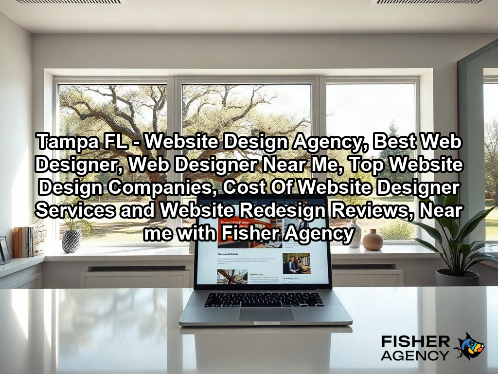 A professional, sunlit creative studio office with large windows overlooking a manicured landscape featuring American oak trees and suburban greenery. On a clean, modern desk sits a sleek, high-end laptop displaying a sophisticated, fully rendered business website with a polished interface, representing a completed digital transformation.